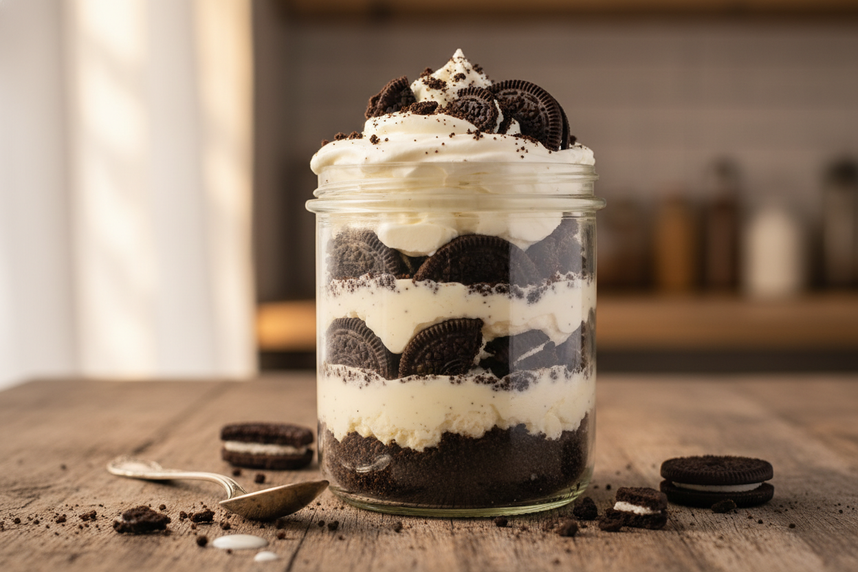cookie and cream cheesecake jar