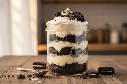 cookie and cream cheesecake jar