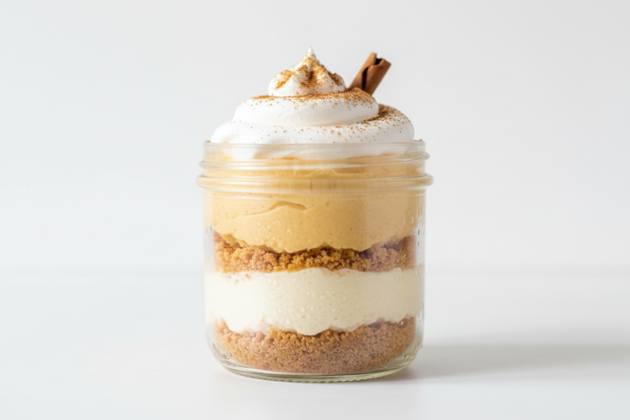 layered pumpkin spice cheesecake jar