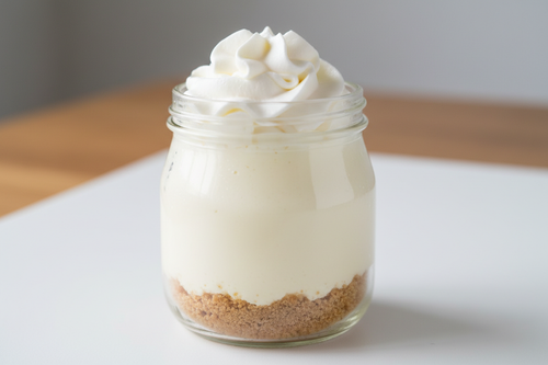 plain cheesecake jar with whip cream