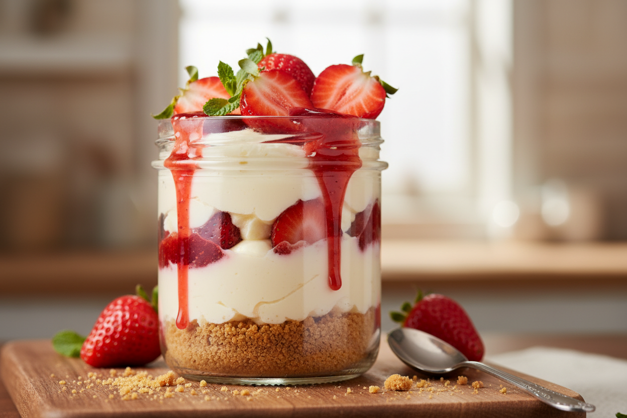 strawberry cheesecake jar